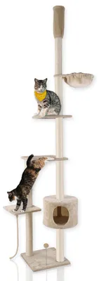 Produktbild von Lycce Katzenbaum TOWER Kratzbaum deckenhoch Sisal Plüsch beige oder grau 230-260 cm, Farbe:beige, Größe:XL