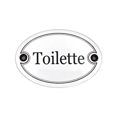 Produktbild von Emaille Türschild TOILETTE oval 7x10 cm Schild Emailschild Vintage Metallschild - Blechschild - Küchendeko - Deko Retro Wandschild (Weiß)