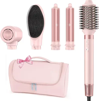 Image de Brosse lissante pour cheveux - Accessoire de coiffure - Qualité professionnelle - Multifonctionnelle 5 en 1 - Ions négatifs - Noir