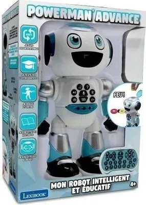 Obrázek produktu pro Programovatelný robot Powerman Advance, kvíz, hudba, hry, příběhy, dálkové ovládání, nahrávání hlasu, bílá a modrá barva