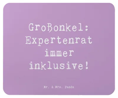 Produktbild von Mr. & Mrs. Panda Mouse Pad Spruch Großonkel Rat - Lavendeltraum - Geschenk, Erfahrung, Familie, Mauspad, persönliche Erinnerungen, Lächeln, laptop, Familienmitglieder, pc
