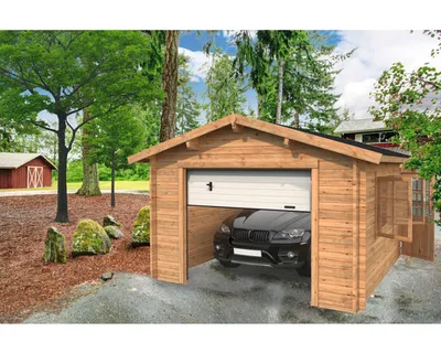 Produktbild von Einzelgarage Palmako Roger 19,0 m² mit Sektionaltor 360 x 550 cm tauchgrundiert braun