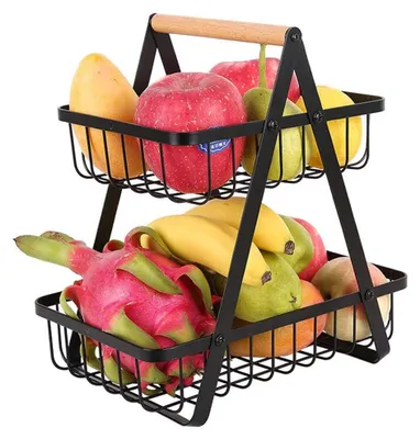 Image de Panier à fruits à deux niveaux - Panier de rangement pour fruits et légumes
