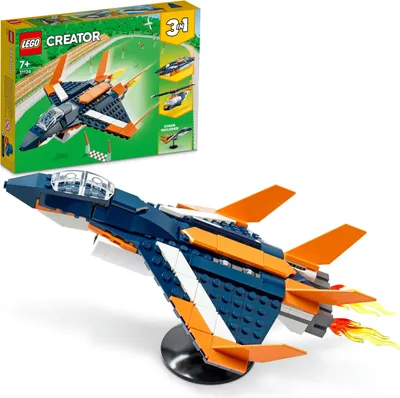 Produktbild von LEGO 31126 Creator 3-in-1 Überschalljet, Flugzeug, Hubschrauber und Boot, 3 Modelle zum Bauen, Spielzeug ab 7 jahre