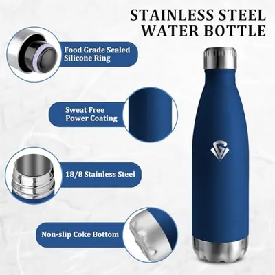 Produktbild von Edelstahl Trinkflasche 500ml, Isolierflasche auslaufsicher, BPA-frei, für