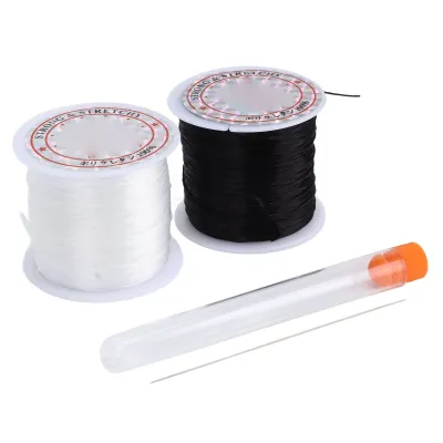Produktbild von 0,8 mm 50 m elastisches Armbandgarn mit Nadel zum Basteln von Schmuck, Halsketten und anderen Schmuckstücken