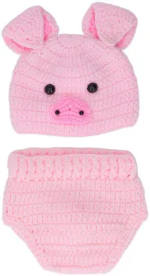 Productafbeelding van Pasgeboren Fotografie Props - Schattige Dieren Kostuum - Uni Set - Roze - Varkentje Patroon - Geschikt voor 0-3 maanden - Fotografie P