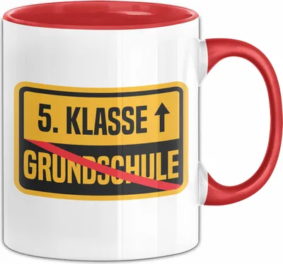 Produktbild von Grundschule 5. Klasse Weiterführende Schule Tasse Geschenk Jungs Mädchen (Rot)
