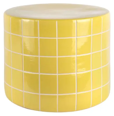 Immagine prodotto di Leitmotiv - Tavolino Retro Tiles Low - Giallo dorato - Ø42 cm