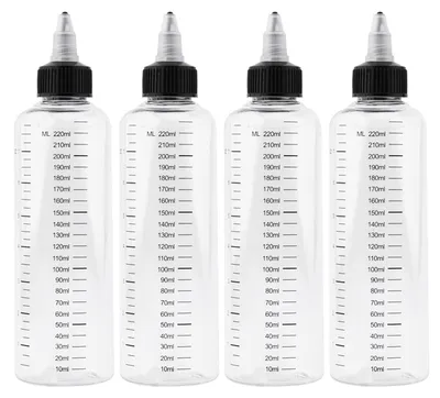 Produktbild von 2/3/4 Stück 30/50/100/230 ml durchsichtige Farbflasche mit Skala, nachfüllbar, leere Quetschflasche mit Glaskugel zum Mischen, 230 ml