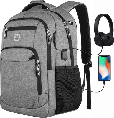 Obrázek produktu pro MODFU Batoh na notebook 15,6" 36L – voděodolný, s USB nabíjením, proti krádeži, školní batoh, šedá