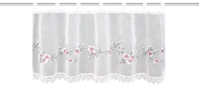 Caféhaus Gardine Elly, 45x120 cm, halbtransparent, Polyester, Blumenranke