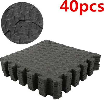 Produktbild von 40x EVA Schutzmatten Bodenschutzmatten Fitnessschutzmatten Trainingsmatten Unterlegmatten Sets schwarz 30x30cm