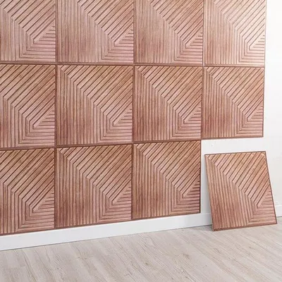 Immagine prodotto di Set di pannelli da parete 3D autoadesivi effetto legno, 10 pezzi, decorazione murale, pannelli acustici 3D, per interni, 30x30 cm, marrone.