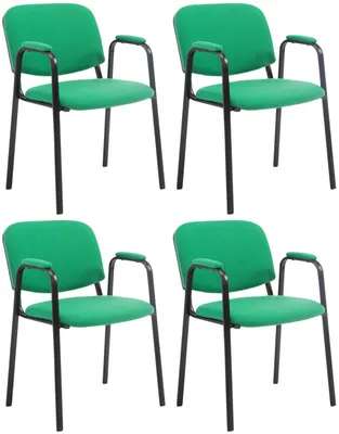 Produktbild von CLP 4er Set Stapelstühle Ken Pro Stoffbezug gepolstert mit Armlehnen bis 150 kg grün