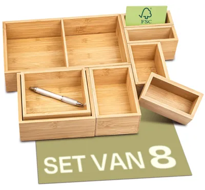 Image de Solidchoice - Coffret de 8 organisateurs de tiroirs en bamboudurable