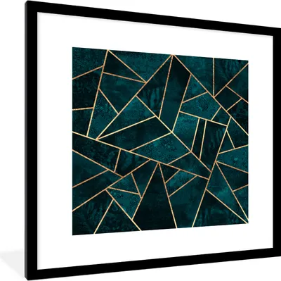 Produktbild von MuchoWow® Gerahmtes Poster Steine - Gold - Luxus - Muster - Abstrakt 40x40 cm - Poster mit Schwarzem Bilderrahmen Wandposter Rahmen Foto Bilder - Poster - Plakat im Rahmen