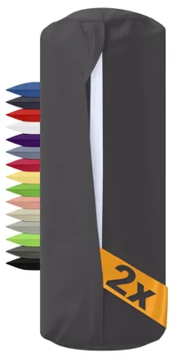 Produktbild von 2er-Set Nackenrollenbezüge 40 x 15 cm, 100 % Baumwolle, 1600.2330, 40 x 15 cm, anthrazit