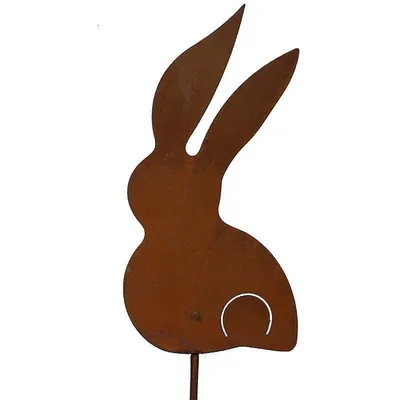 Produktbild von Edelrost Gartendeko Hasen mit Stab | Osterdekoration für Garten und Haus