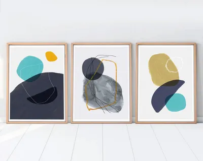 Immagine prodotto di Wallity, Huhu118 - 70 x 50, Quadro decorativo in MDF con cornice (3 pezzi), 100 % MDF, Multicolore, 50 x 70 cm