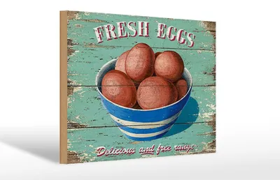 Produktbild von Holzschild Retro 30x20cm fresh eggs Frische Eier