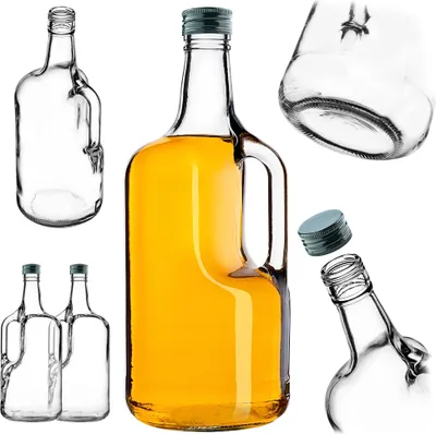 Image de KADAX Bouteilles de vin 1,75L, 2 pièces, grandes bouteilles en verre avec anse et bouchon à vis, bouteilles vides en verre à remplir de liqueur, bouteilles de liqueur