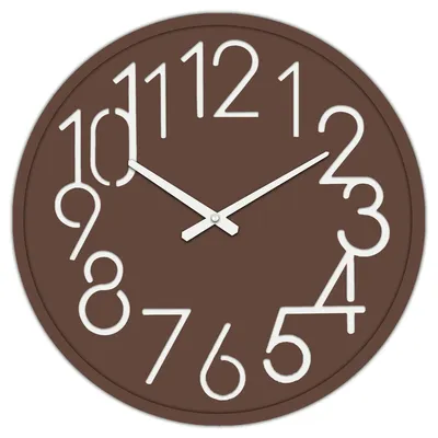 Productafbeelding van Wandklok Autronic diameter 60 cm-MDF-bruin (HW4023 BRN)