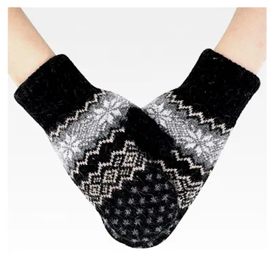Produktbild von Damen Winterfäustlinge mit Fleecefutter, gestrickte Thermohandschuhe für Kälteschutz
