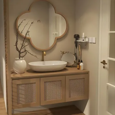 Immagine prodotto di Lavabo con vasca da appoggio - Pietra sinterizzata - Mobili da bagno, mobile da bagno sospeso, lavabo su misura marrone L120xP55xH45cm /KFSC120/