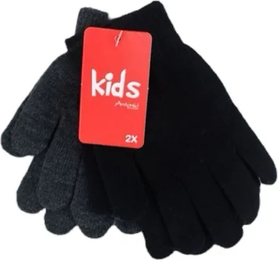 Kinderhandschuhe in Dunkelgrau und Schwarz