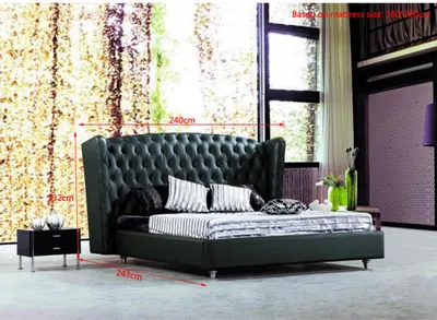 Zdjęcie produktu dla Luksusowe designerskie łóżko Chesterfield łóżko skórzane łóżko tapicerowane sypialnia łóżka małżeńskie
