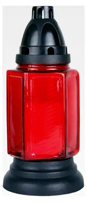 Produktbild von Grablicht aus Glas ca. 24 cm (Rot) mit Nachfüllkerze