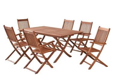 Produktbild von Merxx Gartenmöbel Set Rio 7tlg., 6 Klappsessel, Klappausziehtisch 110 (160) x 90 cm - Eukalyptus