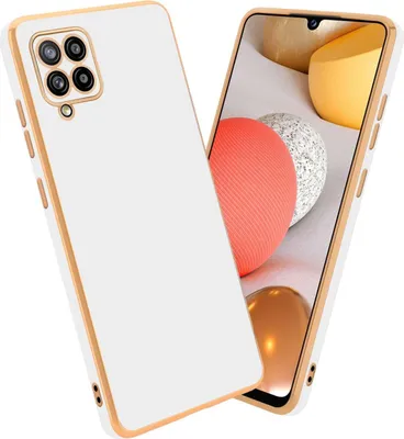 Image de Cadorabo Housse de protection pour Samsung Galaxy A42 5G / M42 5G en blanc brillant - Gold Cover flexible TPU Silikon Cover camera protection