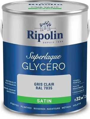 Image de Peinture laque glycéro Ripolin gris clair RAL 7035 satin 2 L