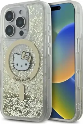 Produktbild von Hello Kitty Liquid Glitter Fever MagSafe - iPhone 16 Pro Max Hülle (Weiß / Gold)