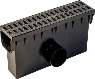 Produktbild von ScarMaxx Hofablauf Hofsinkkasten Fangkorb Stegrost - DN110 - Classic Schwarz