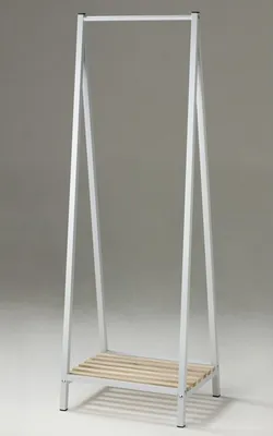 Produktbild von Garderobenständer Standgarderobe Metall weiß Massivholz Schuhablage