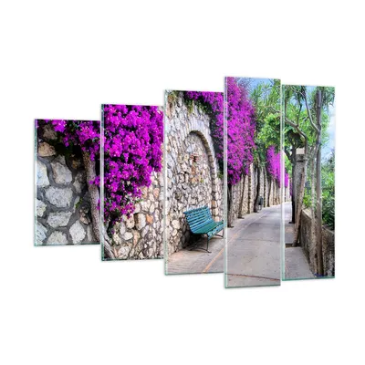 Produktbild von Bilder auf glas - Pflanzen Bank Straße Sommer - 150x100cm - Glasbilder - Wandbilder - Kunstdruck - zum Aufhängen bereit - Wanddekoration aus Glas - Glas Bilder - Wandbild auf Glas - GEG150x100-2790