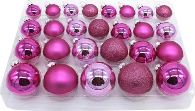 Produktbild von Weihnachts-Kugel Mix Paket 52 Stück pink