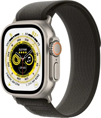 Produktbild von Watch Ultra GPS + Cellular 49mm Titangehäuse mit Trail Loop Armband Schwarz/Grau - M/L