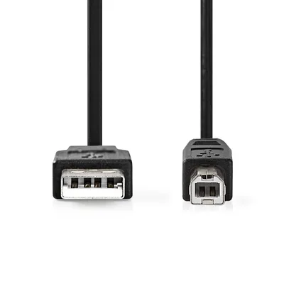Produktbild von Nedis USB-Kabel - USB 2.0 - USB-A Stecker - USB-B Stecker - 10 W - 480 Mbps - Vernickelt - 5.00 m - Rund - PVC - Schwarz - Label