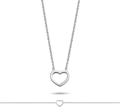 Produktbild von Neu Bling 9NB-SET029 Silberschmuck-Set - Damen - Halskette mit Herz - 38 + 5 cm - Armband mit Herz - 16,5 + 3 cm - Ankerglied - Rhodium - Silber