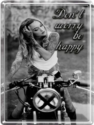 Produktbild von vianmo Blechschild 40x30 cm Motorrad Biker Girl don´t worry happy