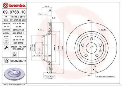 Produktbild von BREMBO Bremsscheiben (2 Stück) Hinterachse 09.9768.11