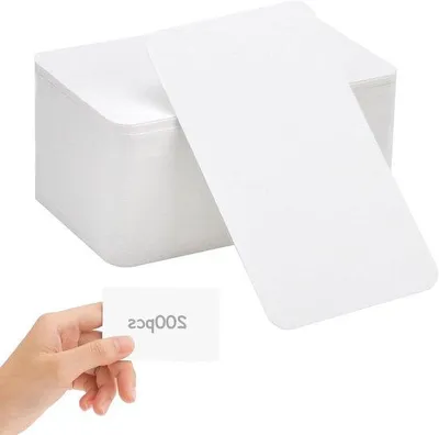 Image de Cartes en papier kraft blanc, 200 pièces, 9 x 5,5 cm, cartes de visite à index