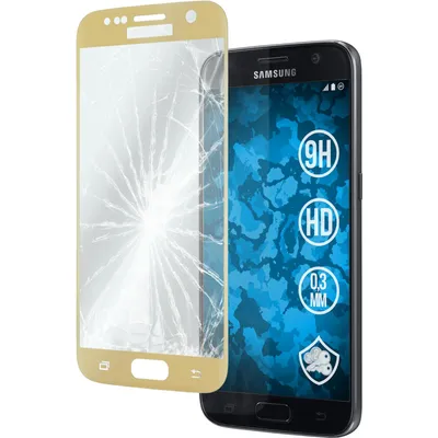 Produktbild von 1er-Pack PhoneNatic Glas-Folie klar full-screen gold kompatibel mit Samsung Galaxy S7 - Panzerglas für Galaxy S7