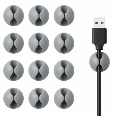 Produktbild von 40er Set Kabelklemmen Selbstklebend Grau Kabelhalter Kabelclips Kabelführung Kabel Organizer Kabelmanagement Kabelbefestigung für Schreibtisch Büro Wohnmobil TV PC