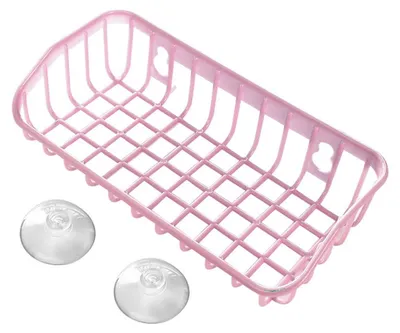 Abtropfgestell, hängend, Saugnapf, Spülenregal, rosa, Kunststoff