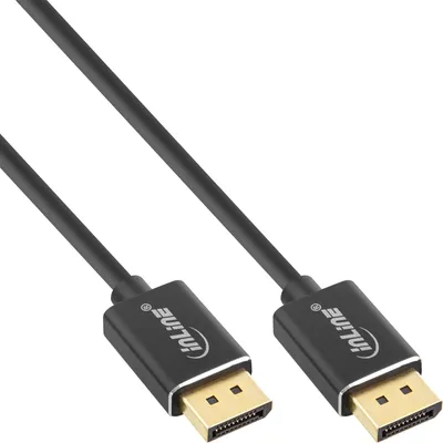 Produktbild von InLine DisplayPort 1.4 Kabel Slim, 8K4K, schwarz, vergoldete Kontakte, 1m, 1 m, DisplayPort, DisplayPort, Männlich, Männlich, 7680 x 4320 Pixel